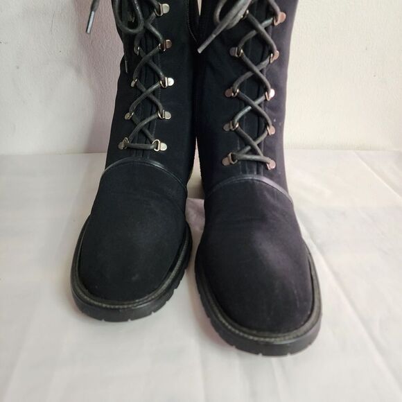 Stuart Weitzman Woman's Lace Up Combat Boots Black Size 9.5B Shoes Side Zip up - Picture 5 of 14